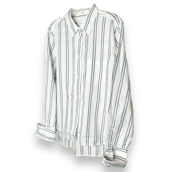 Equipment Femme Huntley White Blue Stripe Cotton Button Down Women’s Size S - Picture 4 of 10